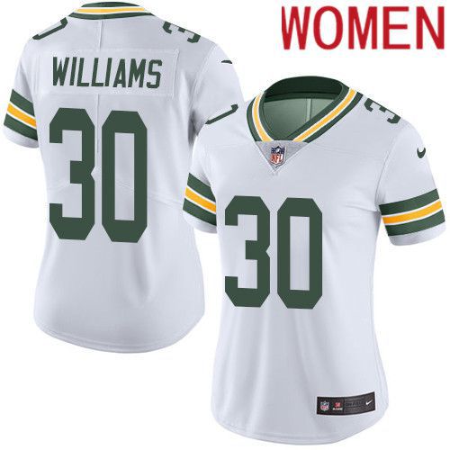 Women Green Bay Packers #30 Jamaal Williams White Nike Vapor Limited NFL Jersey